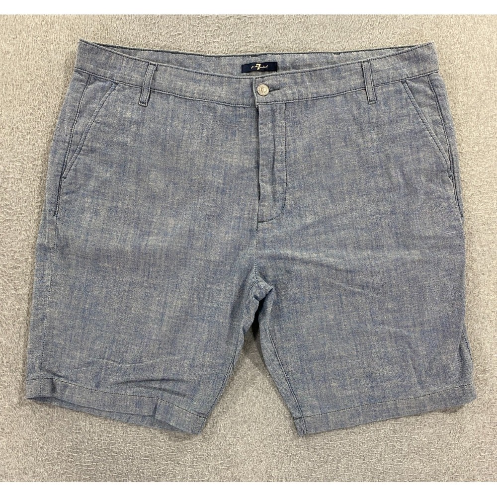 7 For All Mankind Men's 40 Blue Chino Casual Preppy Lightweight Cotton Shorts